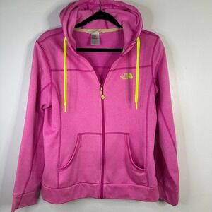 The North‎ Face Full Zip Hoodie Jacket Pink Neon Green Womens Athletic Size Med